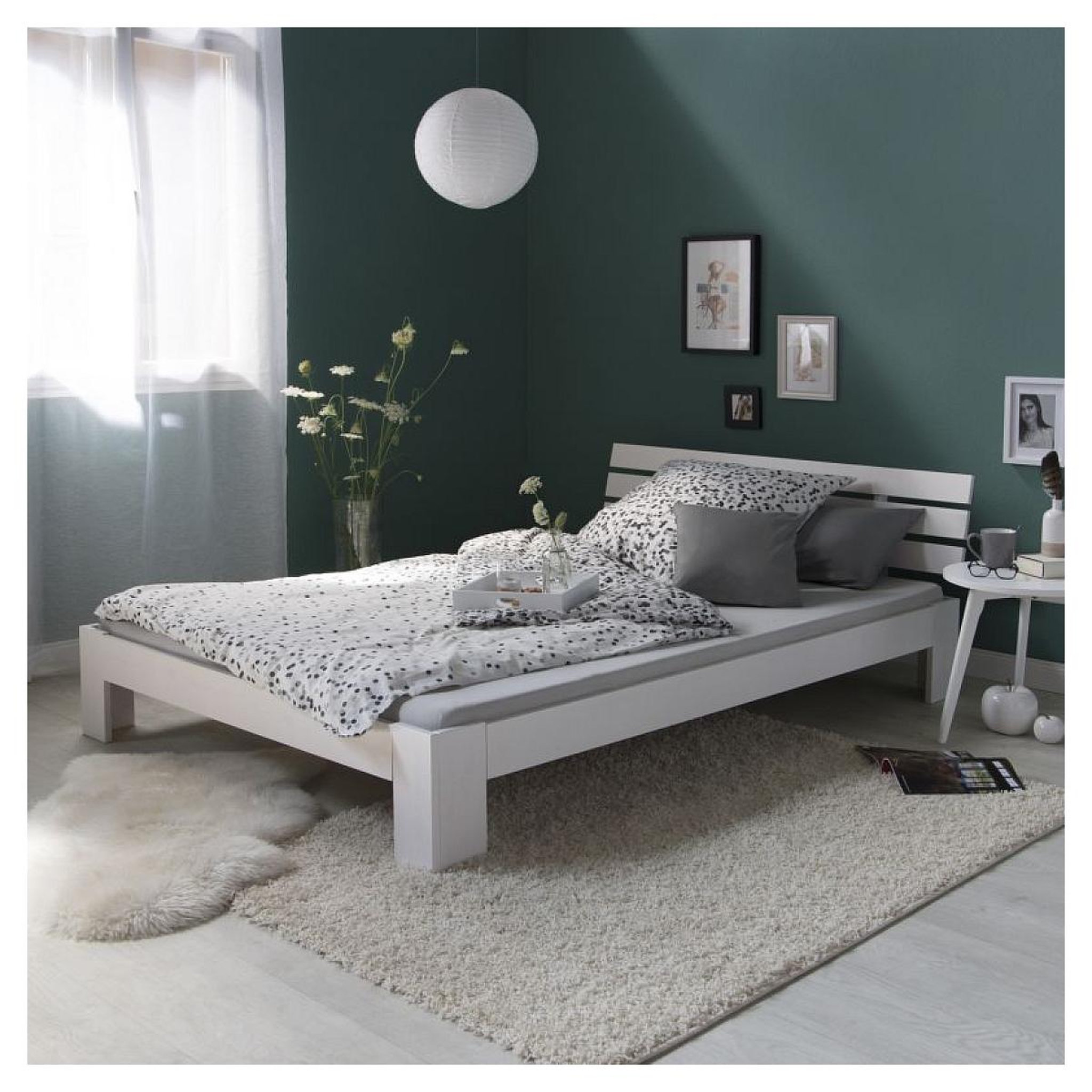 Voir la diapositive 2 : HomeStyle4U Lit double 140x200 matelas et sommier à lattes blanc