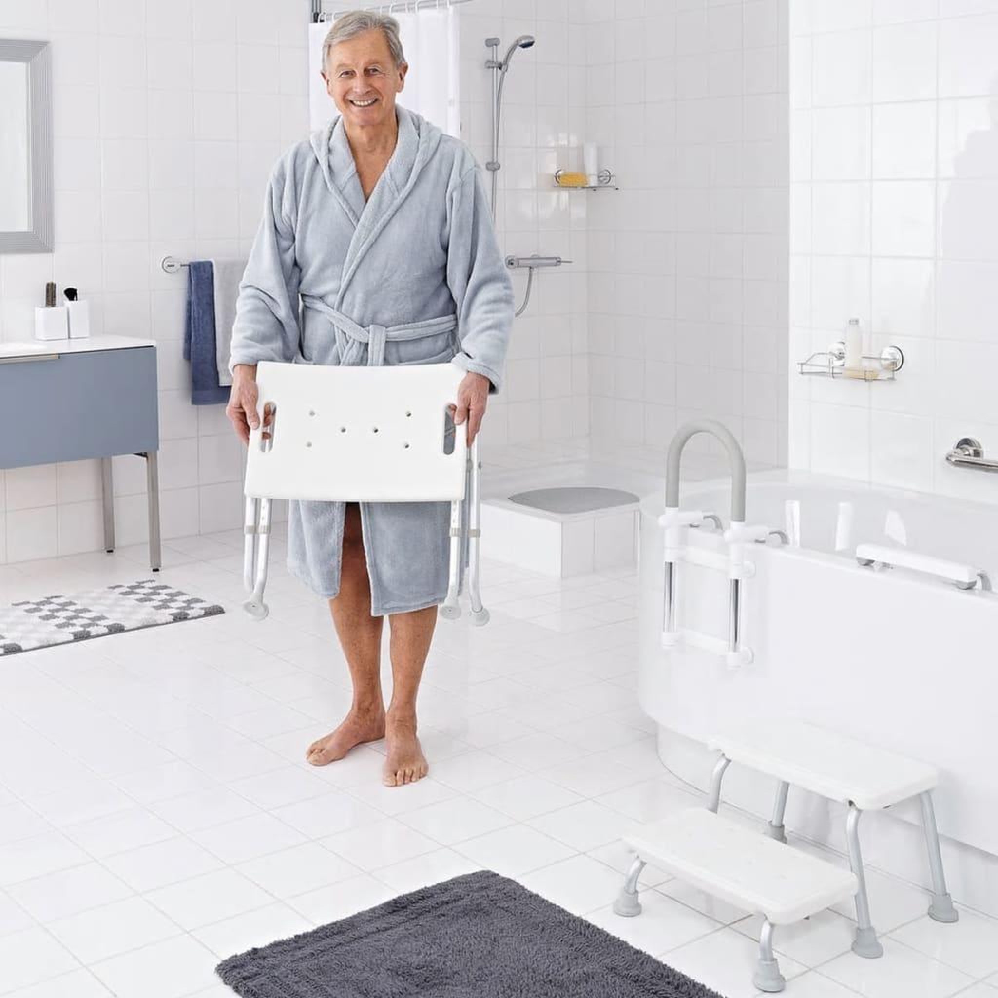 Voir la diapositive 2 : RIDDER RIDDER Tabouret pliable de salle de bain 110 kg Blanc A0050301