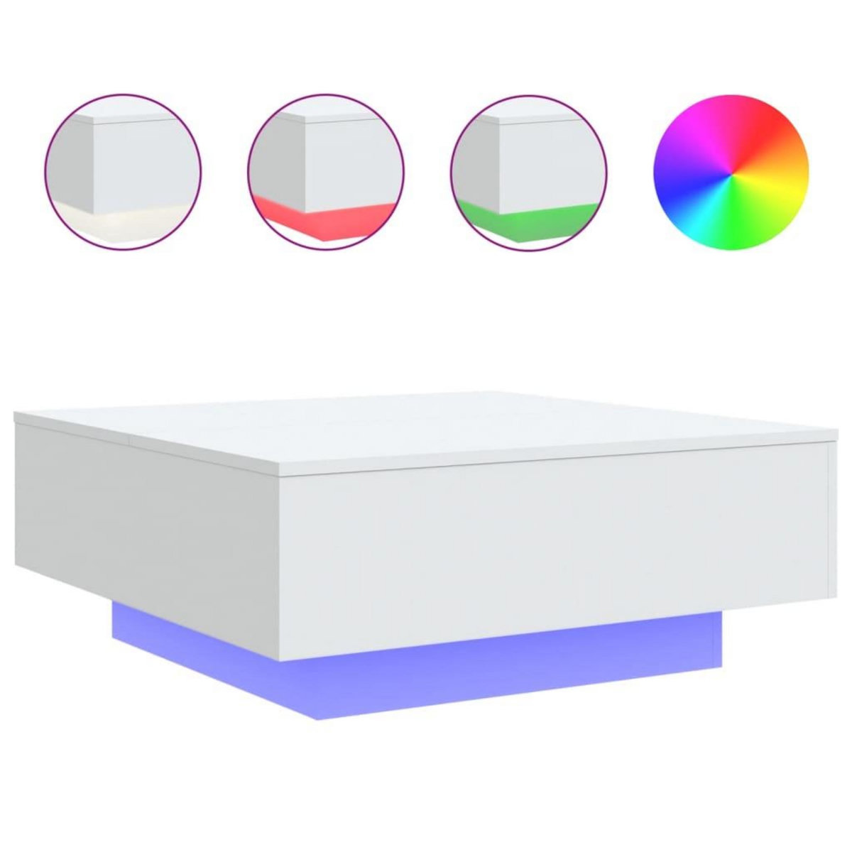 VIDAXL Table basse avec lumieres LED blanc 80x80x31 cm