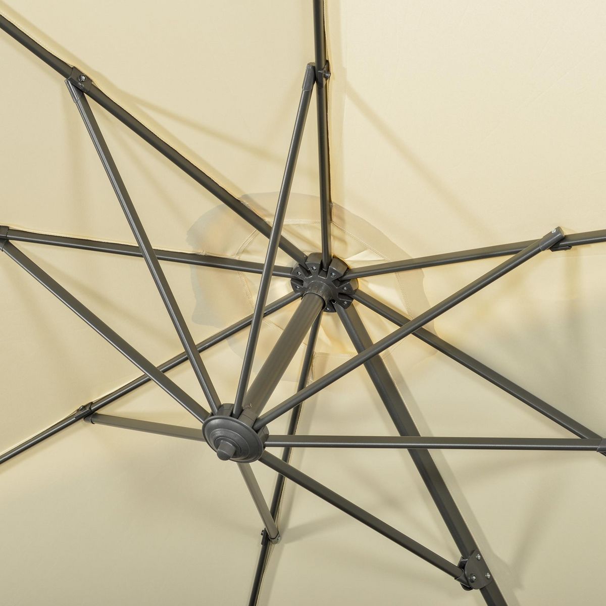 OUTSUNNY Parasol déporté octogonal inclinable manivelle avec pied en acier Ø 2,94 x 2,48H m beige clair