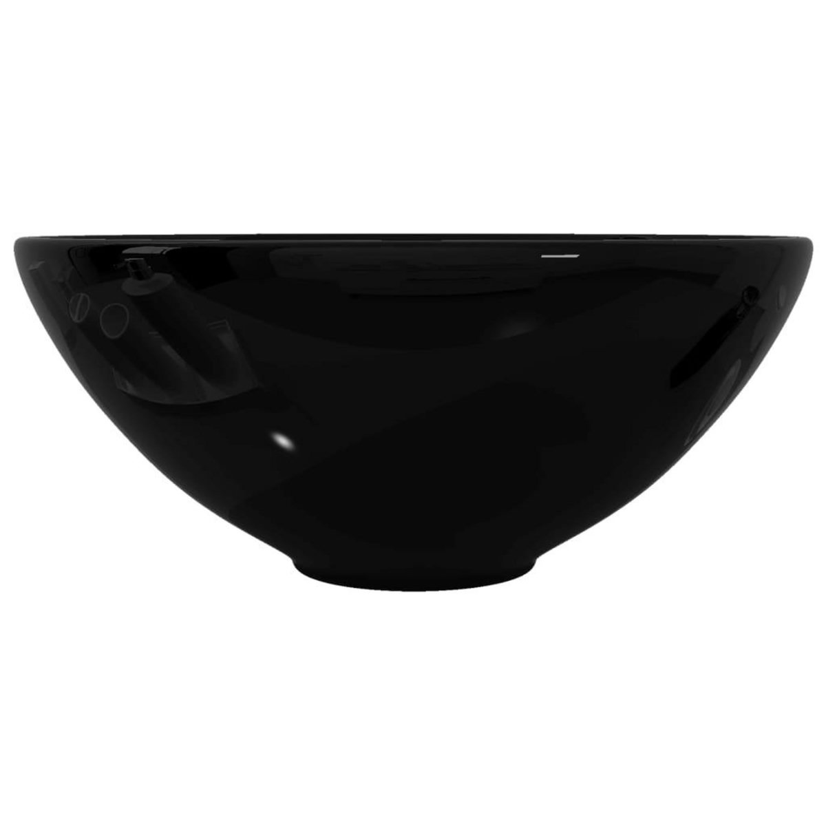 VIDAXL Bassin d'evier rond ceramique Noir pour salle de bain