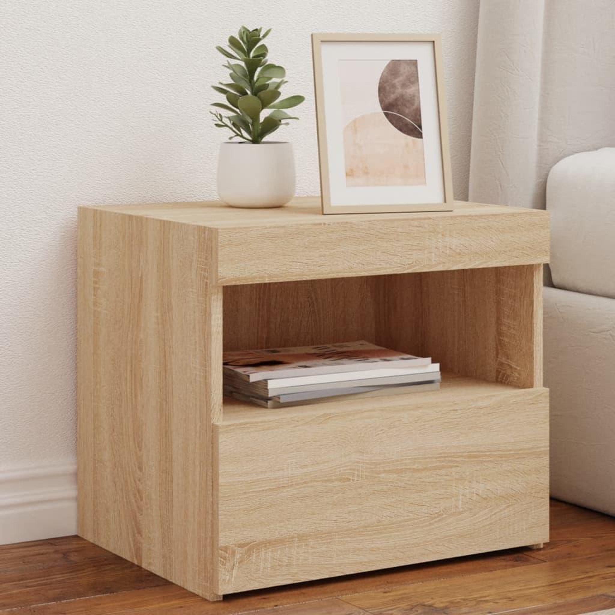 VIDAXL Tables de chevet et lumieres LED 2 pcs chene sonoma 50x40x45 cm