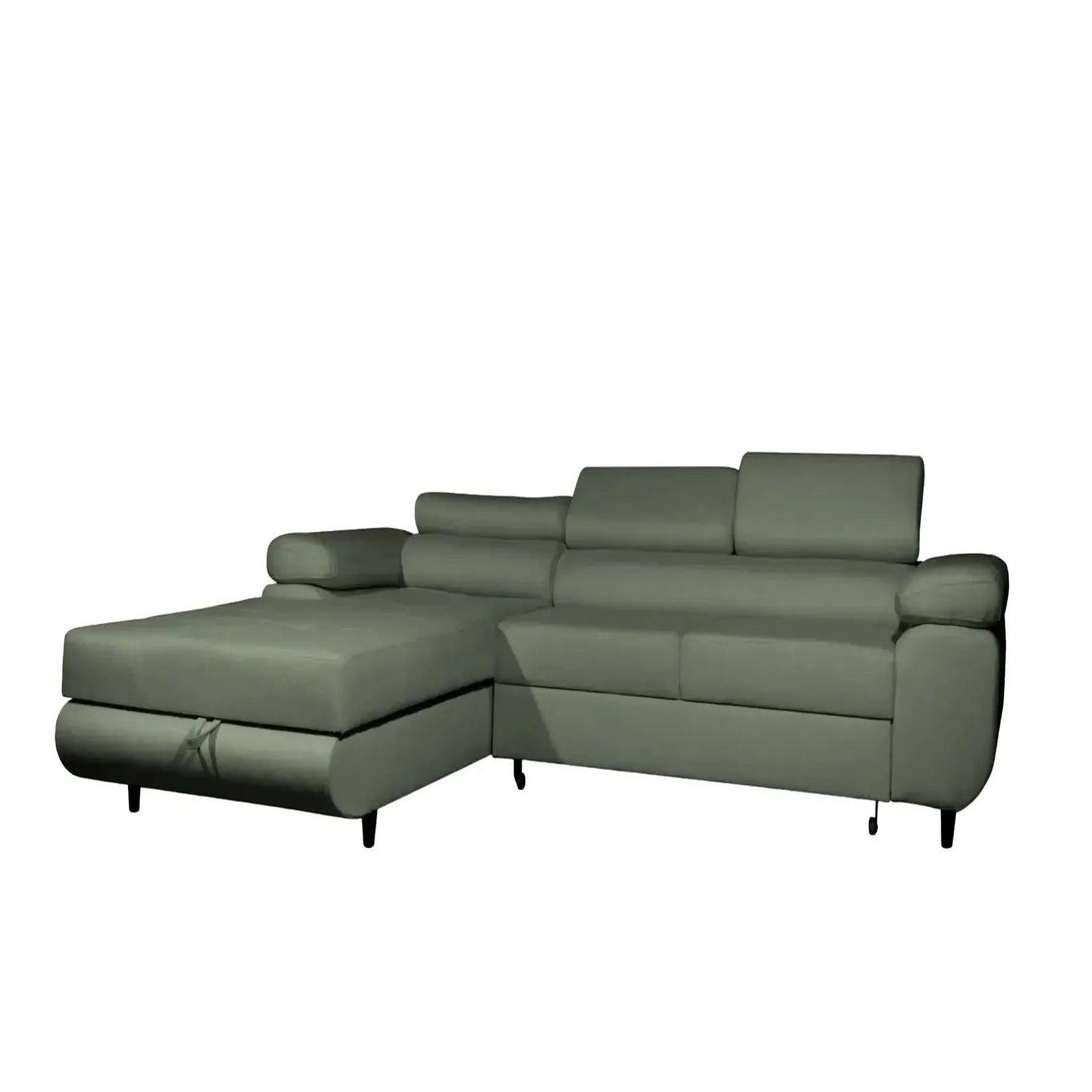 CASANOVA PARIS Charlie - canapé d'angle convertible tissu chiné. Coloris disponibles : Gris, Marron, Vert, Bleu, Beige