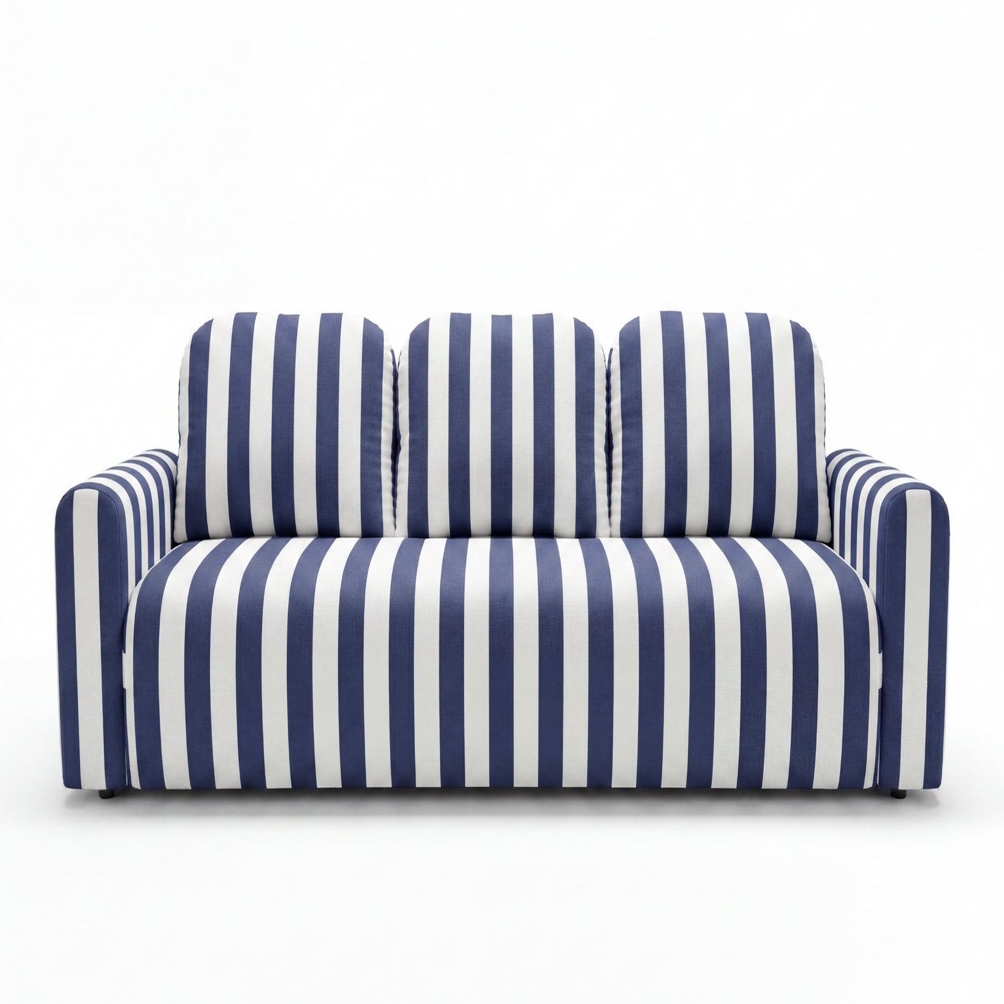 CASANOVA PARIS Elvis - canapé droit tissu rayé 3 places. Coloris disponibles : Orange, Bleu, Beige, Vert, Jaune