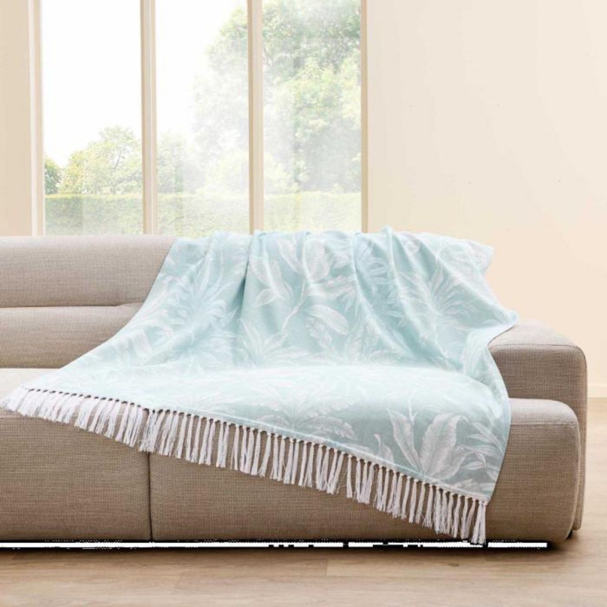 Paris Prix Plaid Imprimé à Franges  Hera  125x150cm Menthe