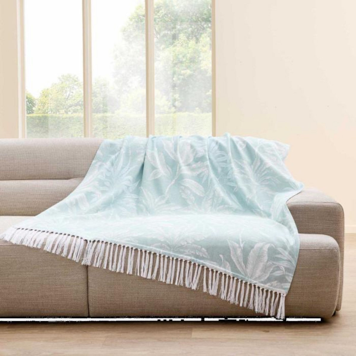 Paris Prix Plaid Imprimé à Franges  Hera  125x150cm Menthe