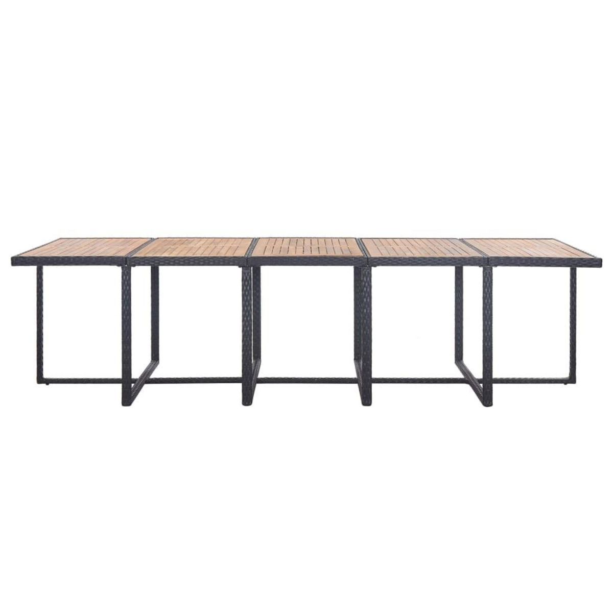 VIDAXL Ensemble a manger d'exterieur 15 pcs avec coussins rotin Noir