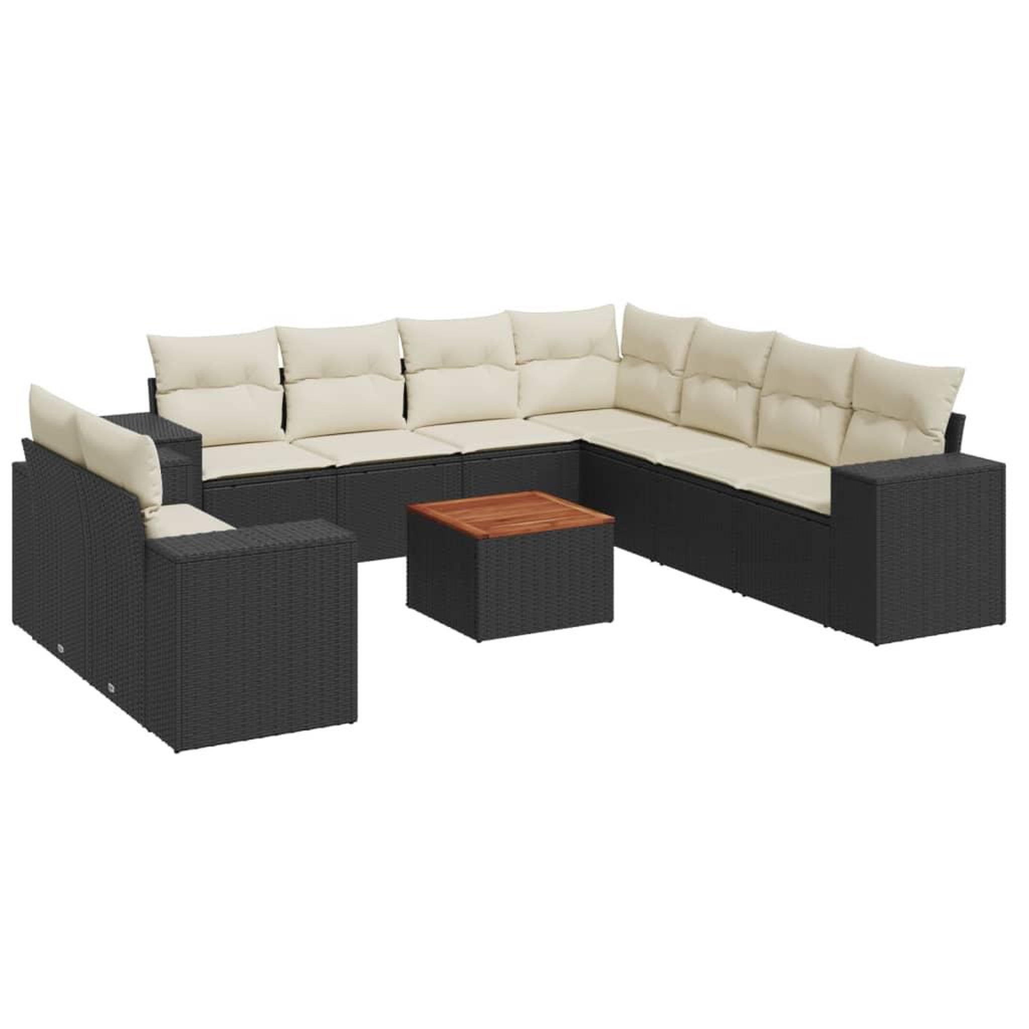 Voir la diapositive 2 : VIDAXL Salon de jardin 10 pcs avec coussins noir resine tressee