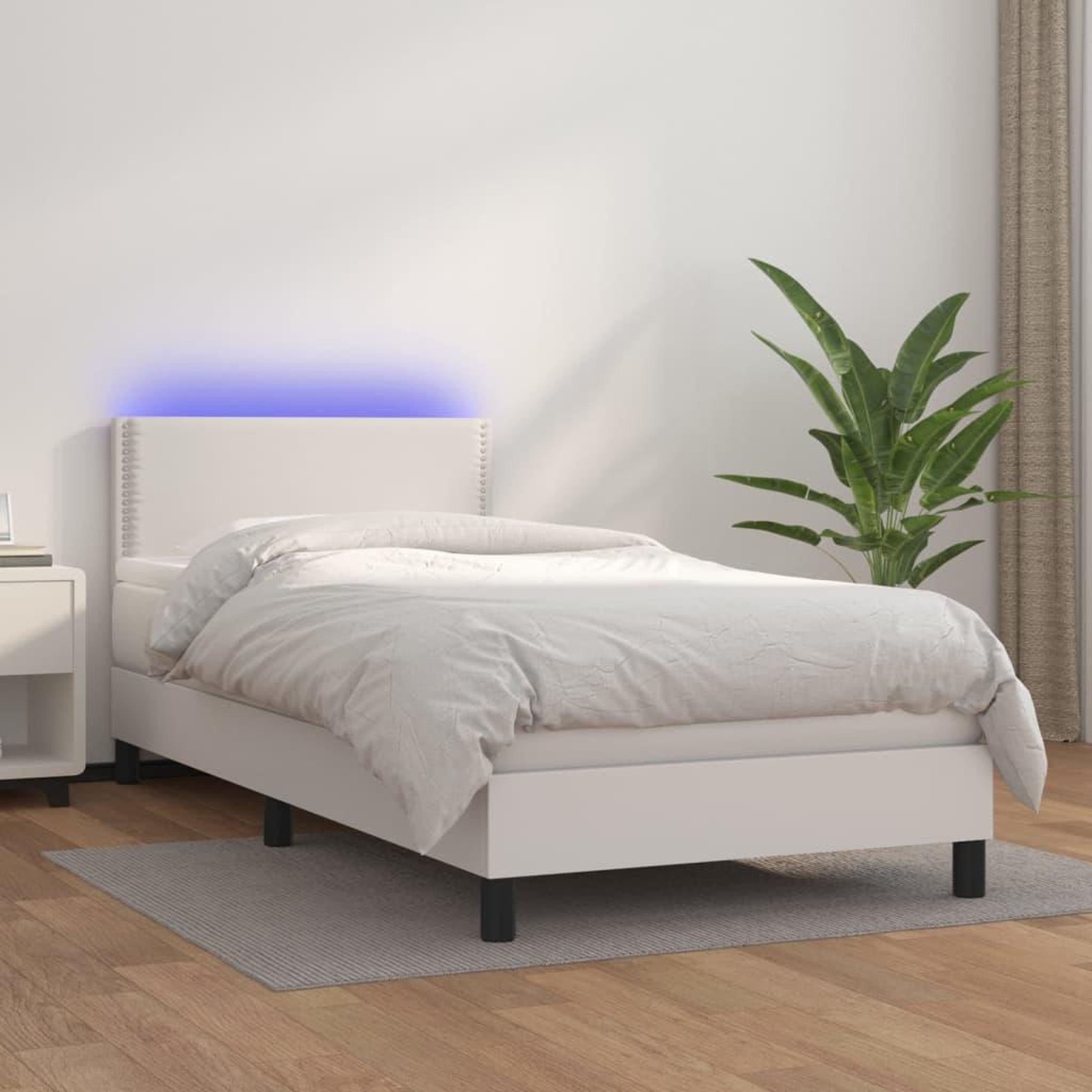 Voir la diapositive 1 : VIDAXL Sommier a lattes de lit avec matelas et LED Blanc 80x200cm