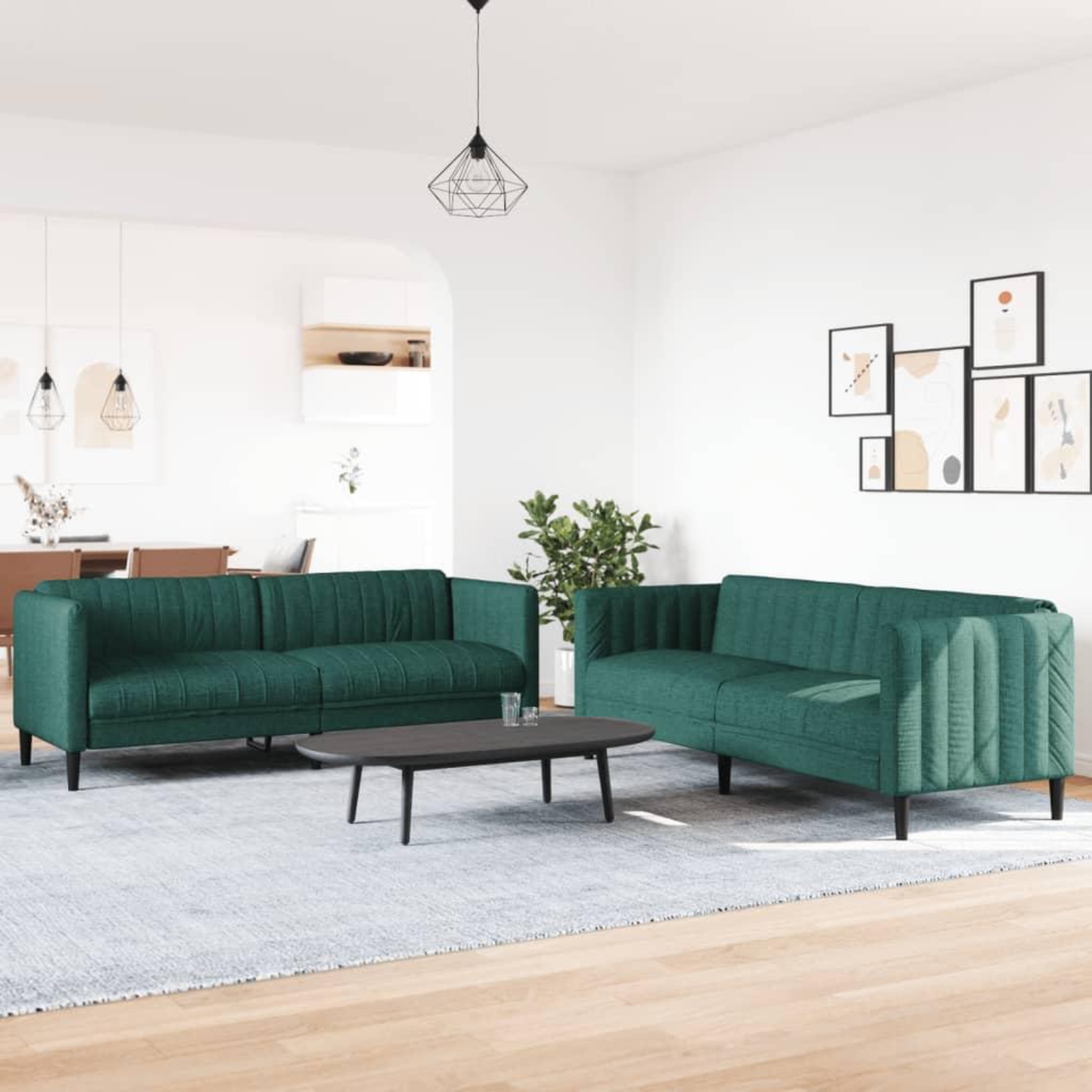 Voir la diapositive 3 : VIDAXL Ensemble de canapes 2 pcs vert fonce tissu