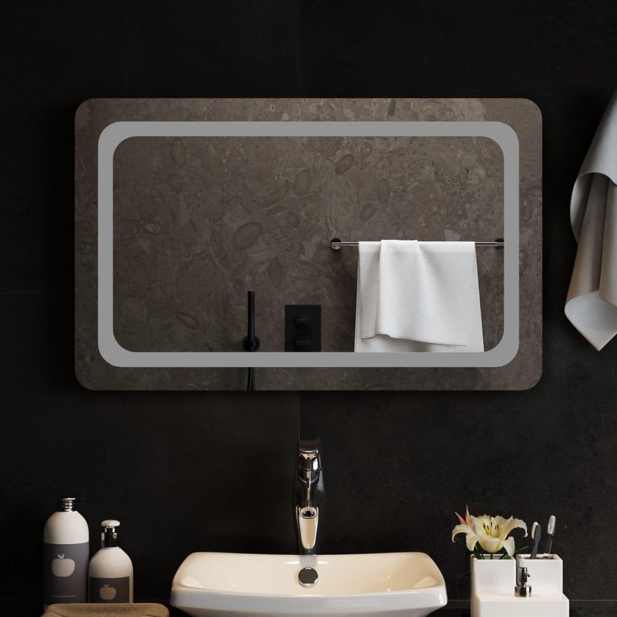 Voir la diapositive 3 : VIDAXL Miroir de salle de bain a LED 80x50 cm