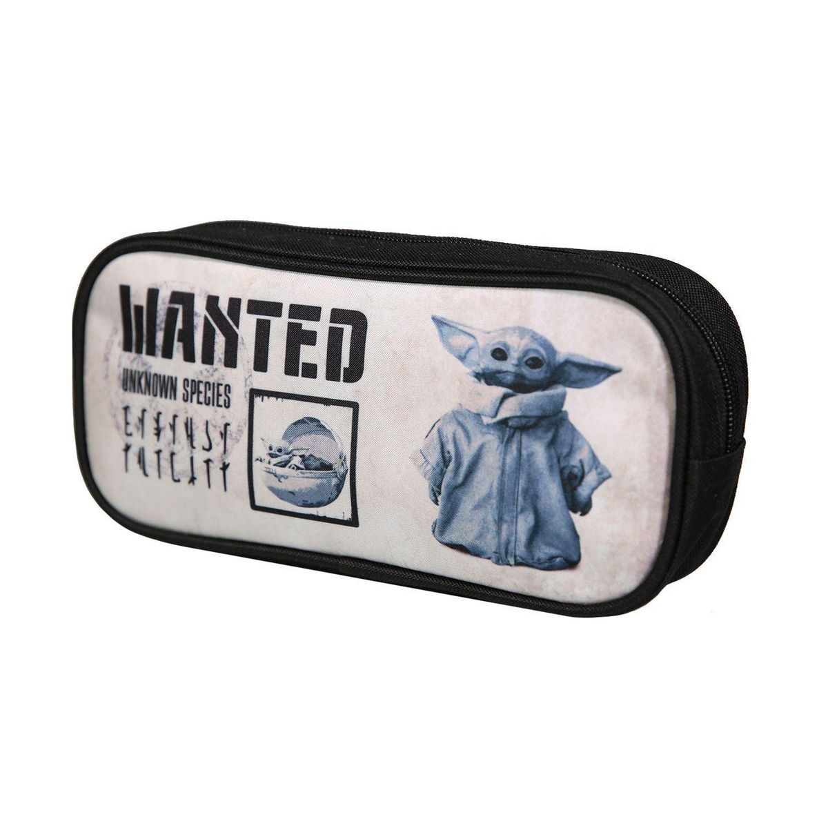 Bagtrotter Trousse scolaire rectangulaire Baby Yoda Star Wars / The Mandalorian Noire et Beige Bagtrotter
