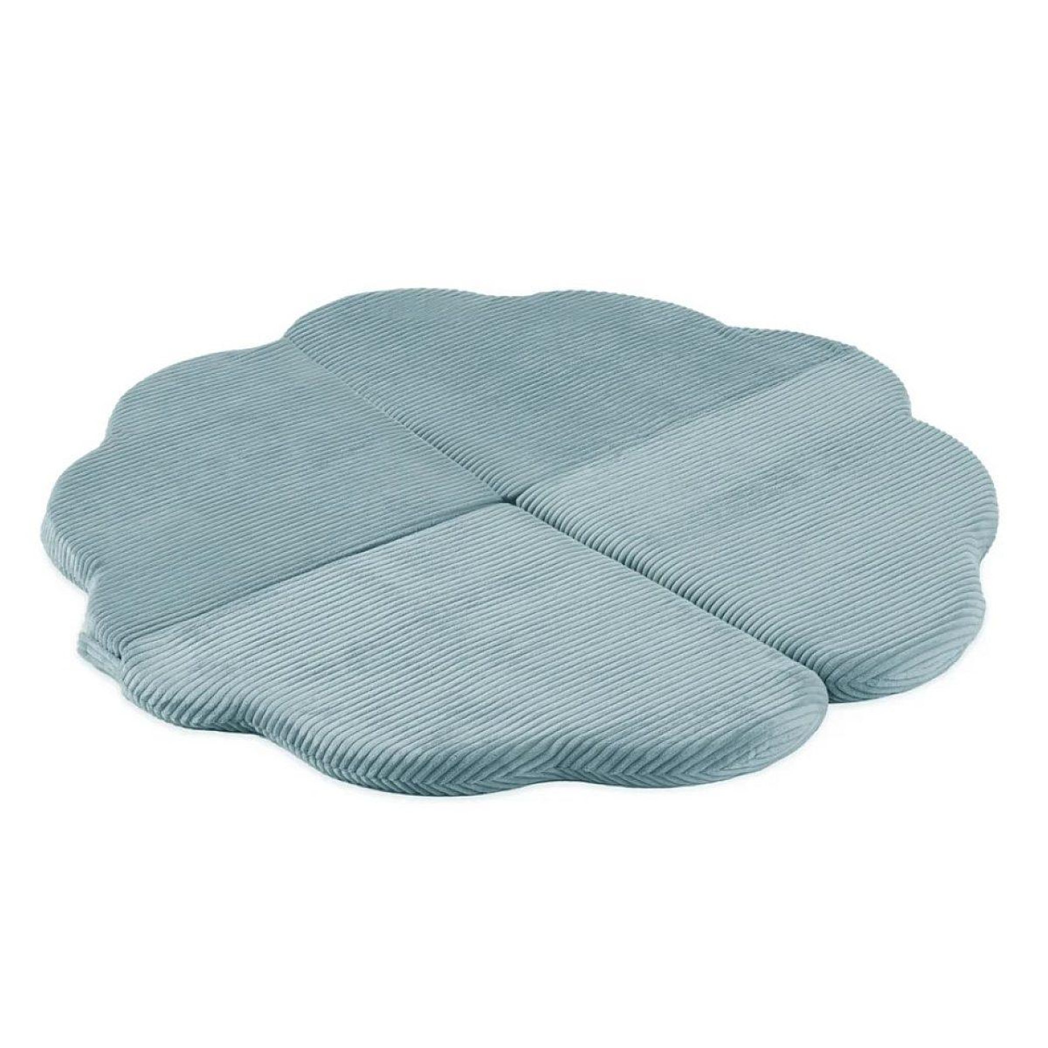PLUSH NEST Tapis fleur 115x115x5 cm velours côtelé bleu