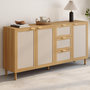 Voir la diapositive 2 : ID MARKET Buffet 160 cm ROBIN 4 portes bois et effet lin