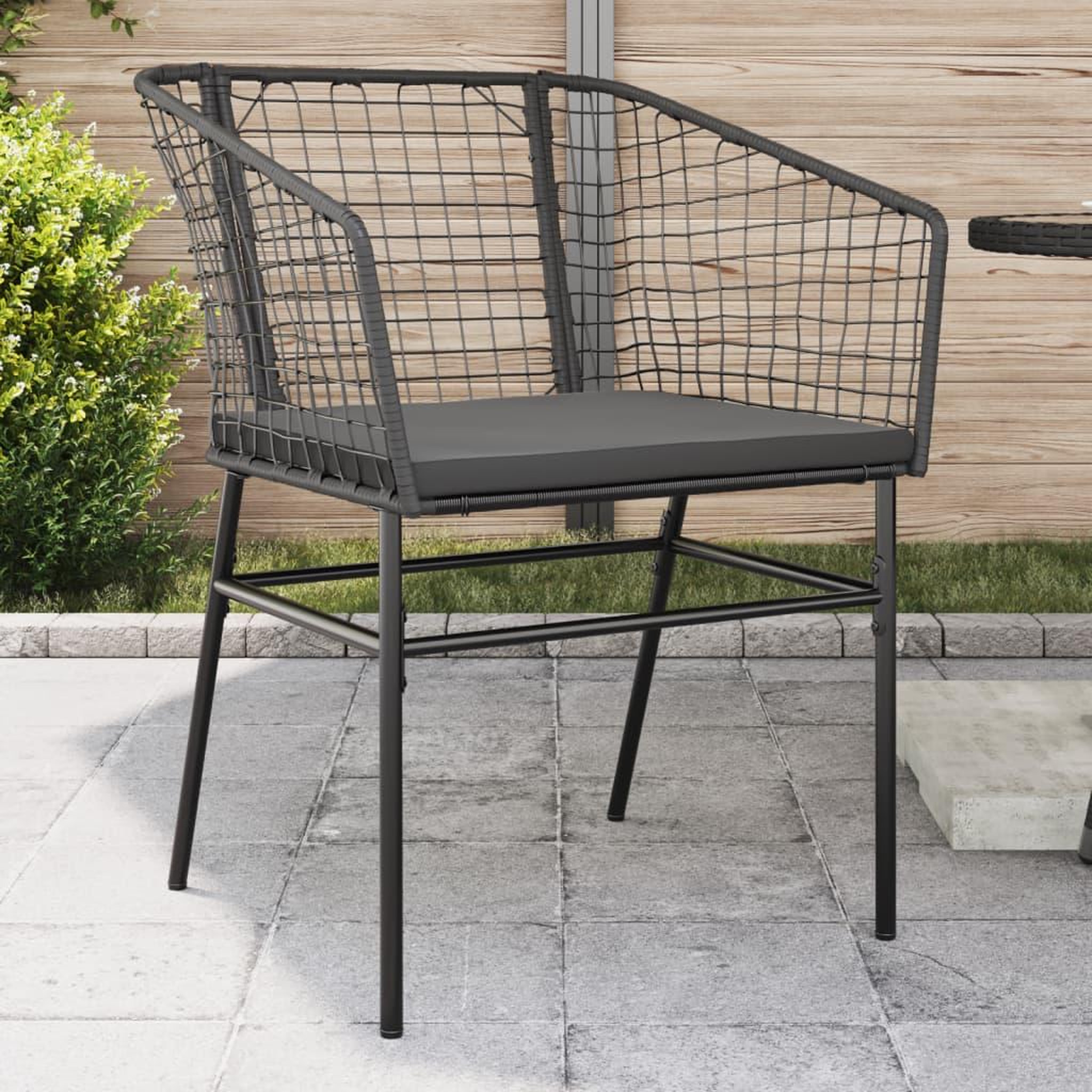 VIDAXL Chaises de jardin lot de 2 avec coussins noir resine tressee