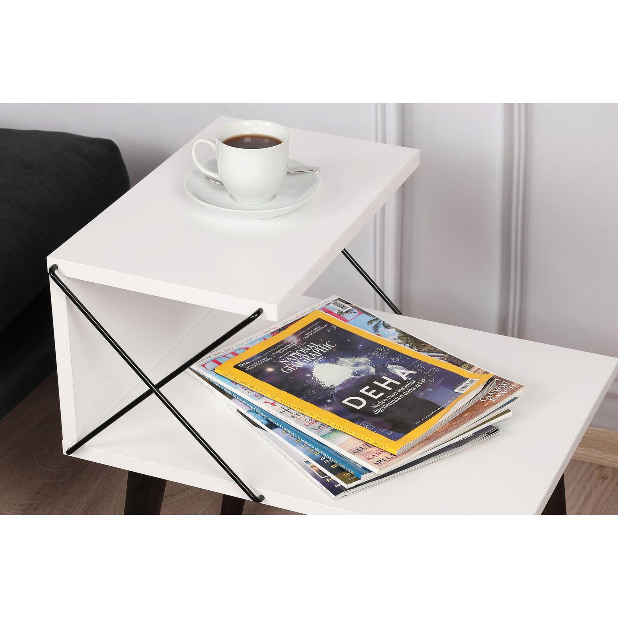 Voir la diapositive 4 : TOILINUX Table d'appoint en bois et métal nino