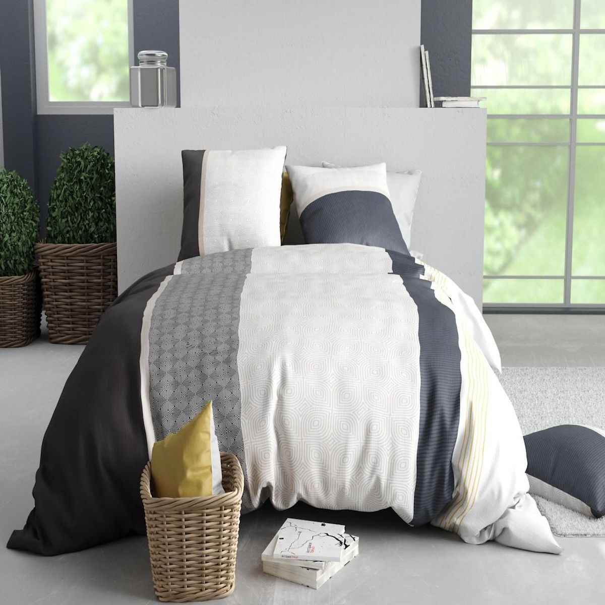 ATELIER DU COTON Parure housse de couette 100% 260x240cm coton 57fils stratus