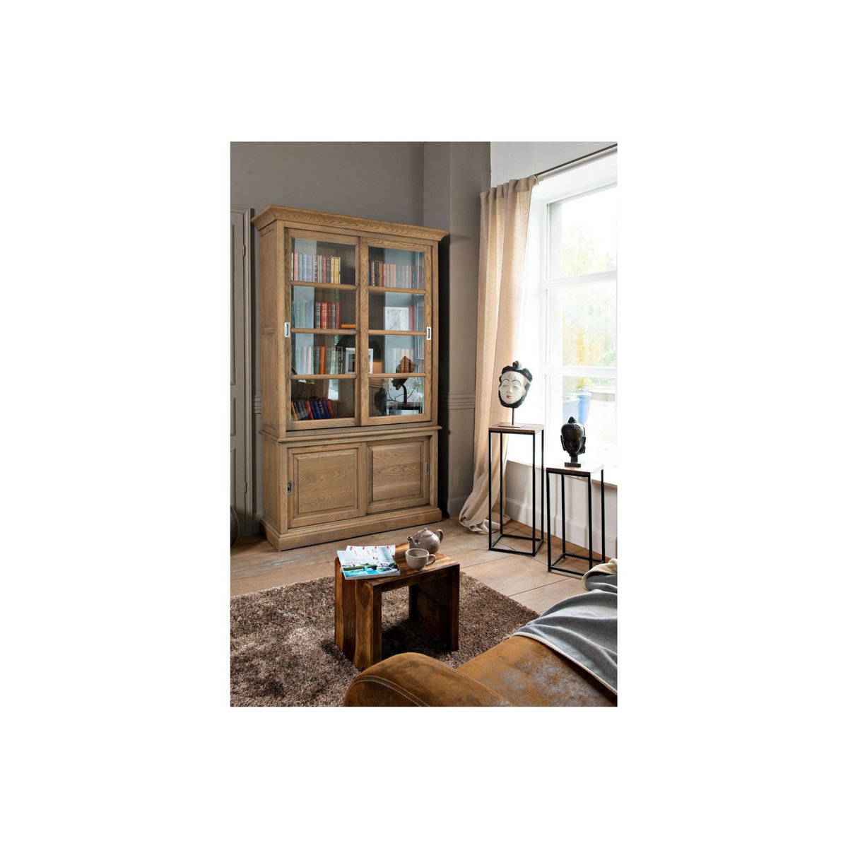 HELLIN Bibliothèque 4 portes en Chêne - VICTORIA