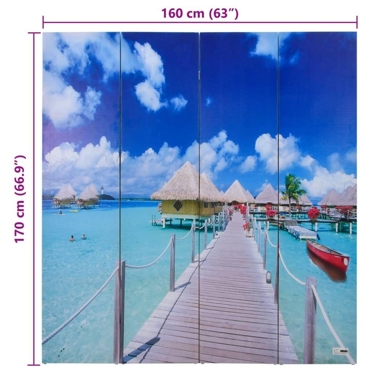 VIDAXL Cloison de separation pliable 160 x 170 cm Plage