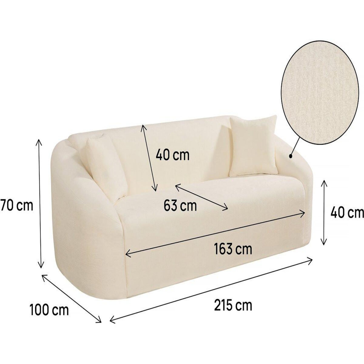 Habitat et Jardin Canapé droit fixe  Ondine  - 3 places - Beige