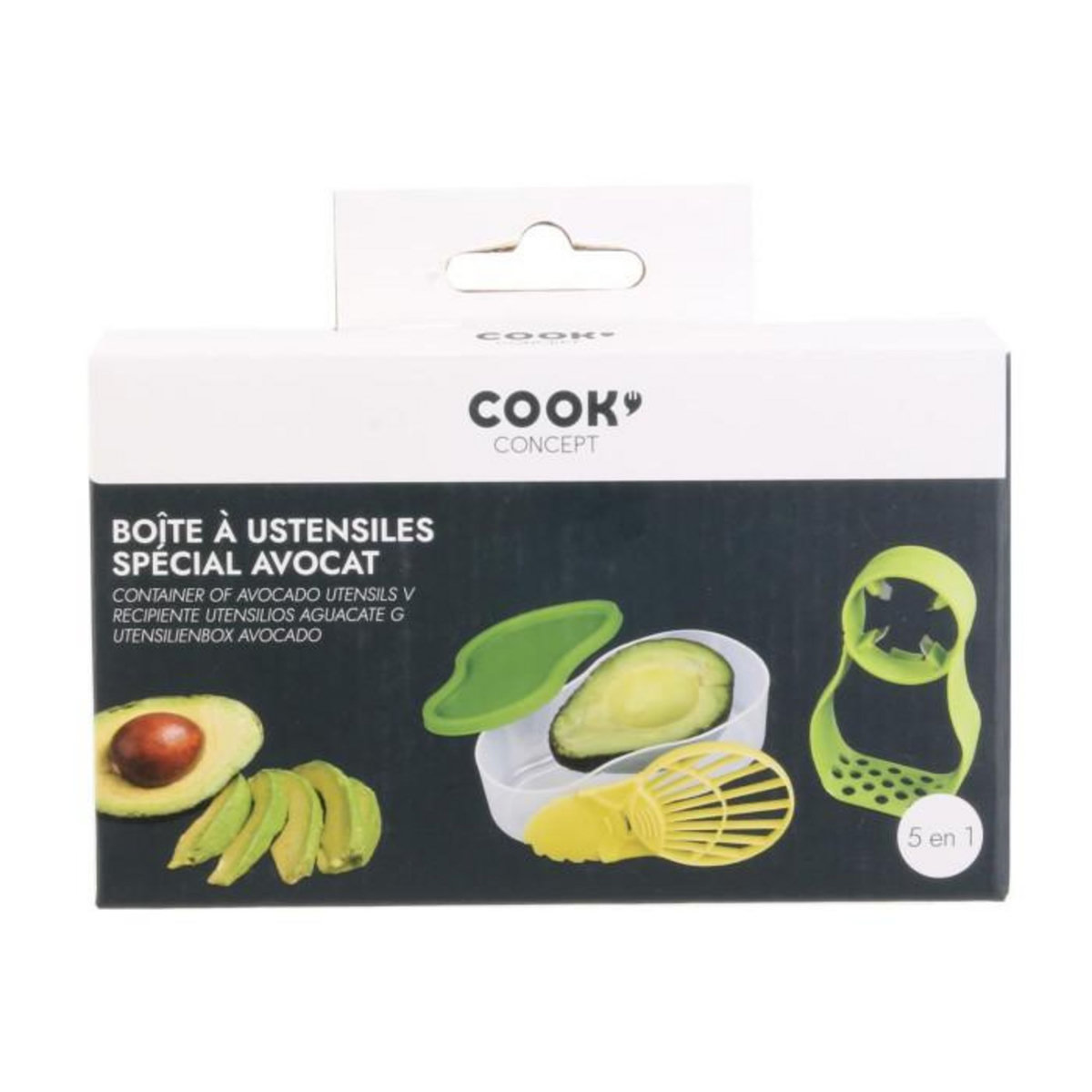 Paris Prix Boîte à Ustensiles  Avocat  15cm Transparent & Vert