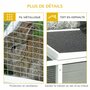 Voir la diapositive 6 : PAWHUT Clapier de sol enclos extérieur niche porte double toit ouvrant fil métallique bois sapin pré-huilé peint gris blanc