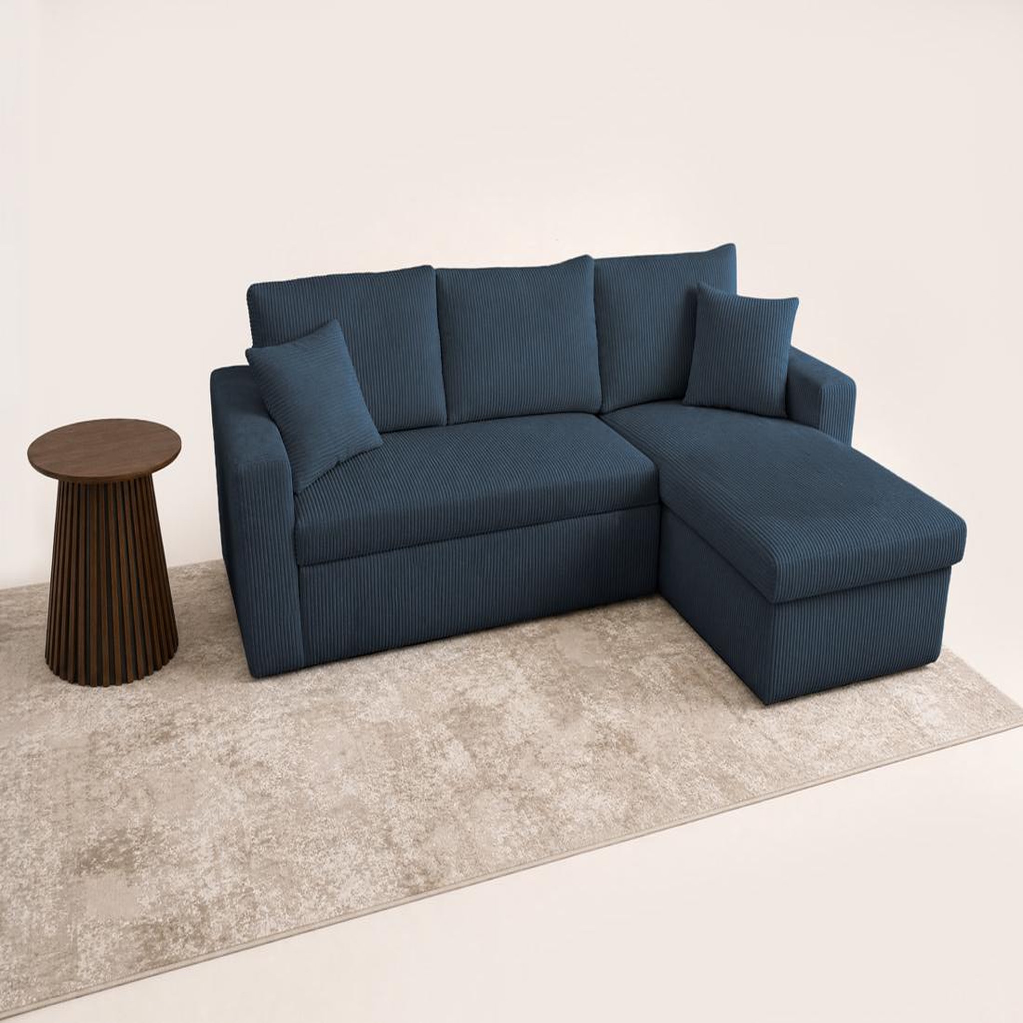 Voir la diapositive 4 : BEST MOBILIER Cyrus - canapé d'angle réversible 4 places - convertible avec coffre - en velours côtelé