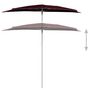 Voir la diapositive 4 : VIDAXL Demi-parasol de jardin avec mat 180x90 cm rouge bordeaux
