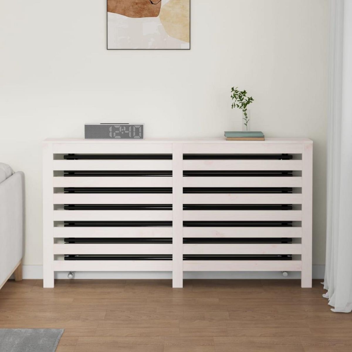 VIDAXL Cache-radiateur Blanc 153x19x84 cm Bois massif de pin