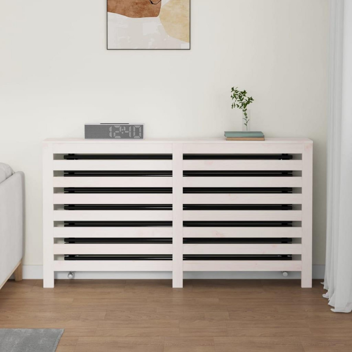 VIDAXL Cache-radiateur Blanc 153x19x84 cm Bois massif de pin