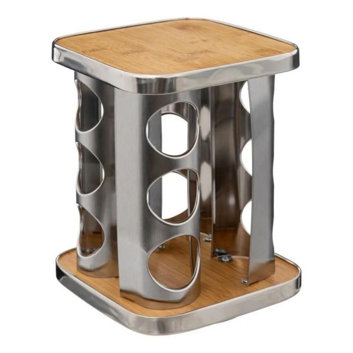 FIVE Rack 12 Épices Rotatif  Bambou  23cm Naturel & Argent