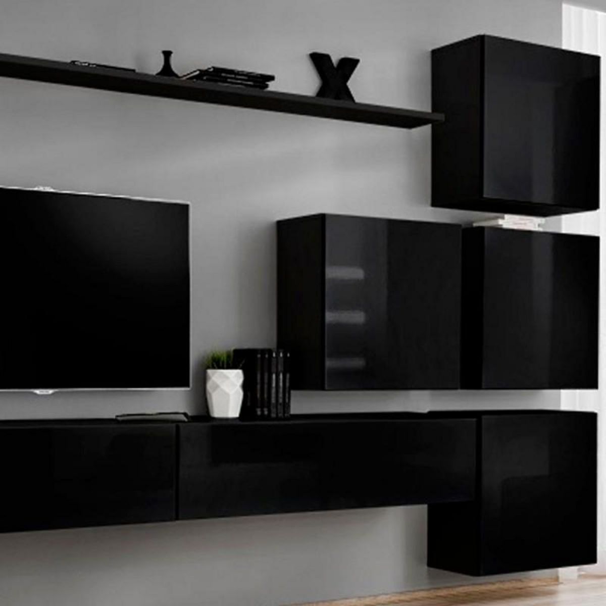 Paris Prix Meuble TV Mural Design  Switch IX  310cm Noir