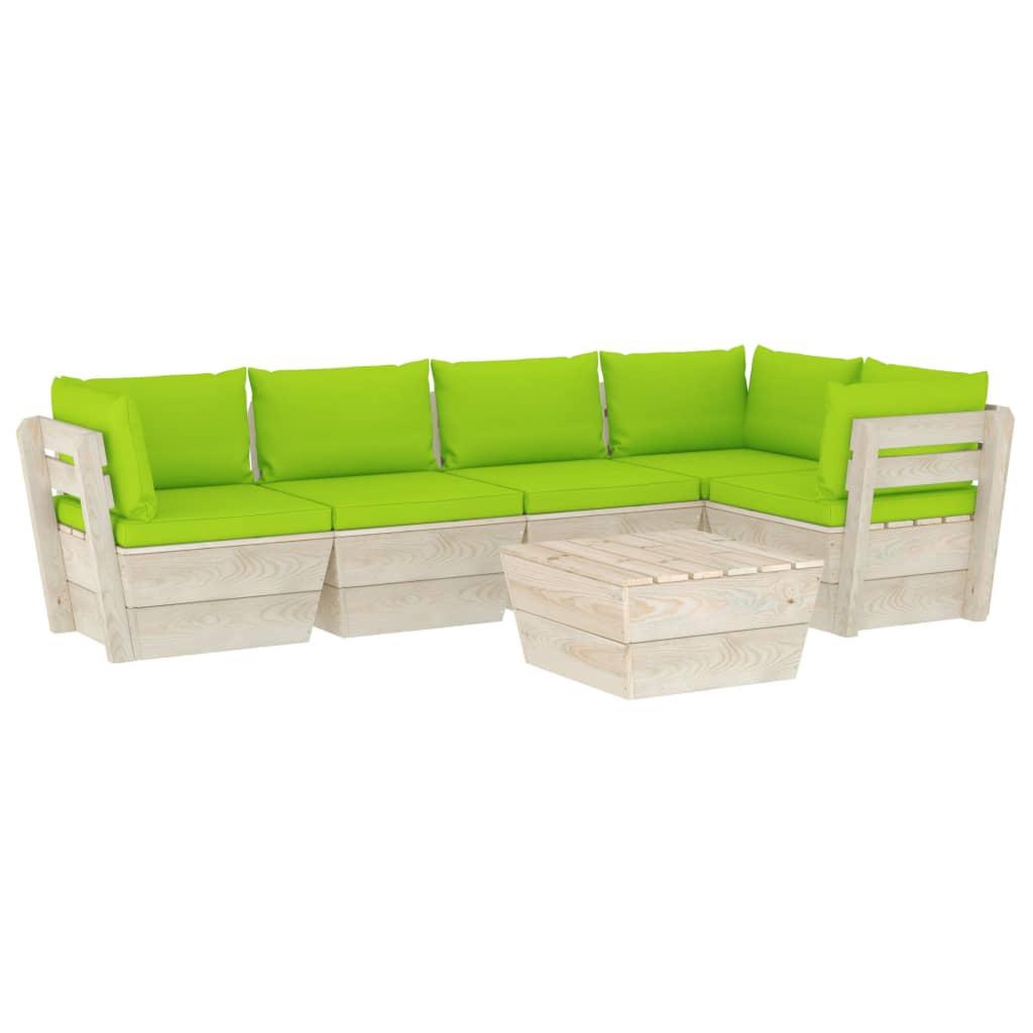 Voir la diapositive 2 : VIDAXL Salon de jardin palette 6 pcs avec coussins bois d'epicea