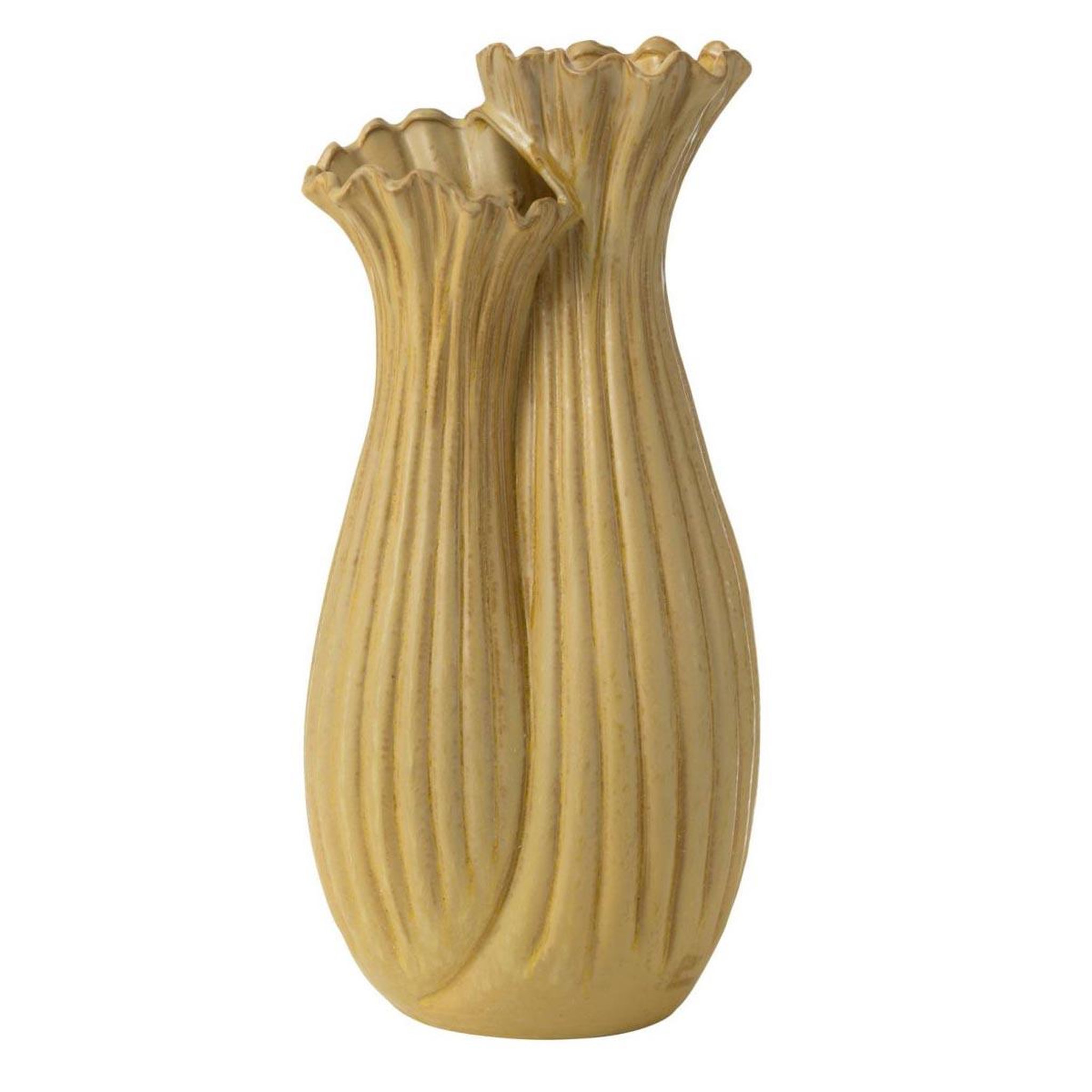 J-LINE Vase déco duo en argile  botanica  53cm sable foncé