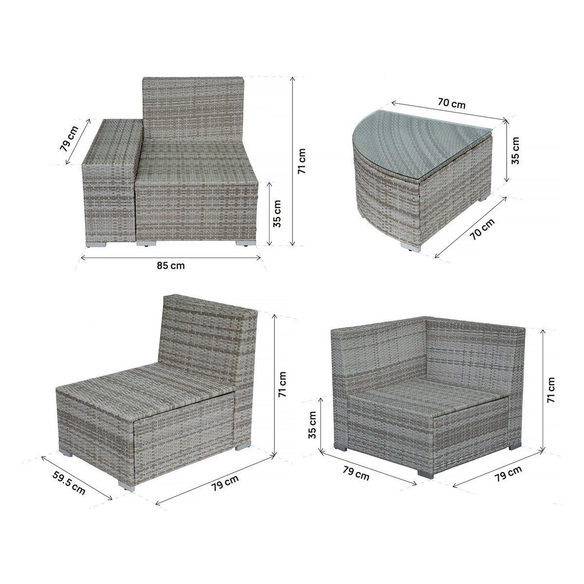 Habitat et Jardin Salon de jardin en résine tressée  Milo  - 5 places - Gris