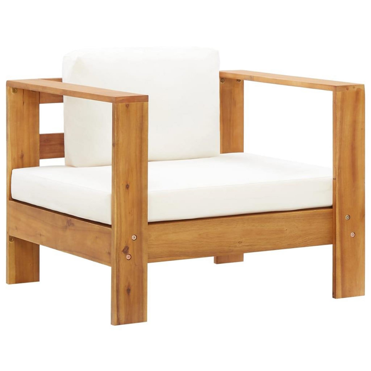 VIDAXL Chaise de jardin avec coussin Creme Bois d'acacia solide