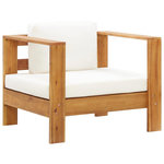 VIDAXL Chaise de jardin avec coussin Creme Bois d'acacia solide