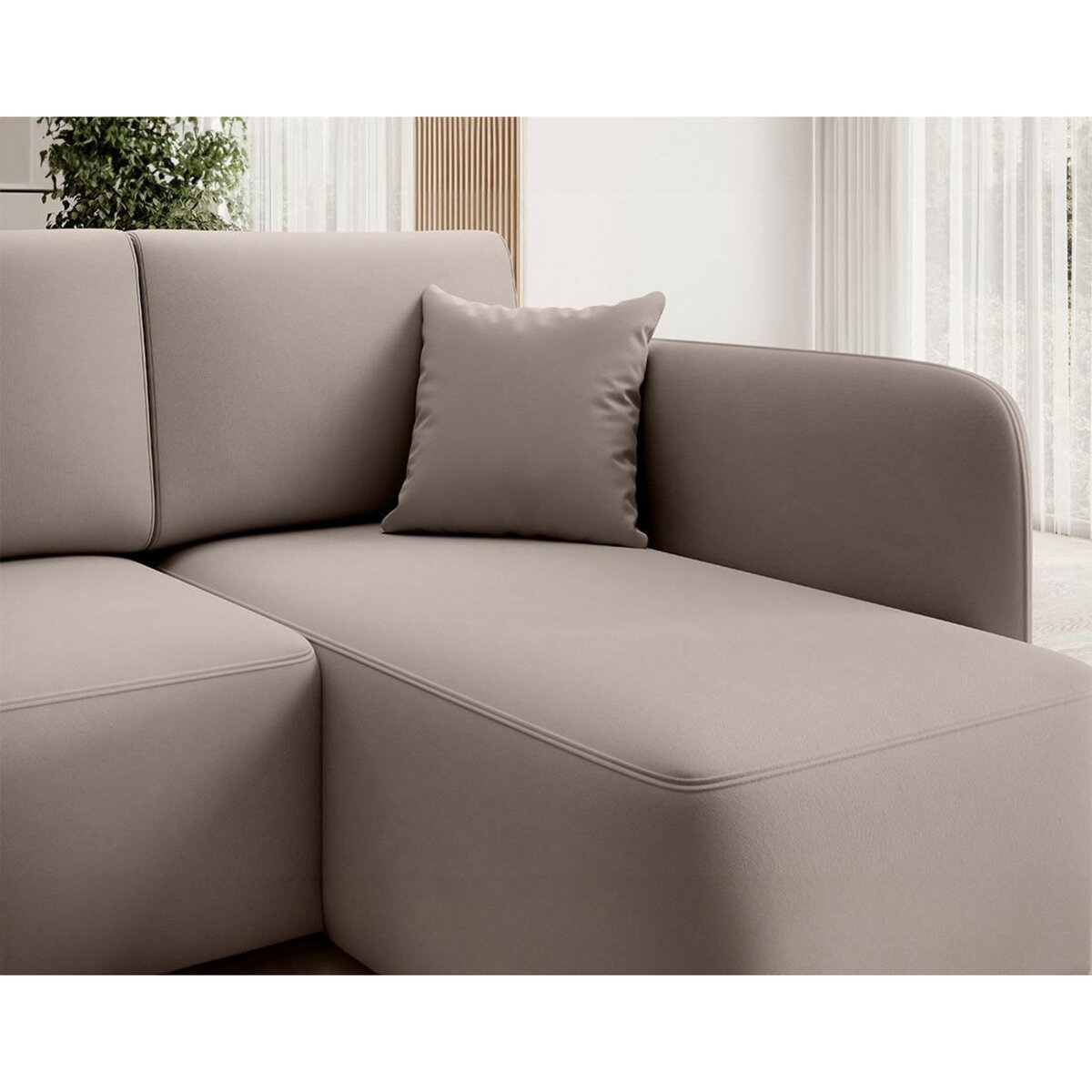 BEST MOBILIER Suzie - canapé d'angle droit 4 places convertible avec coffre en velours