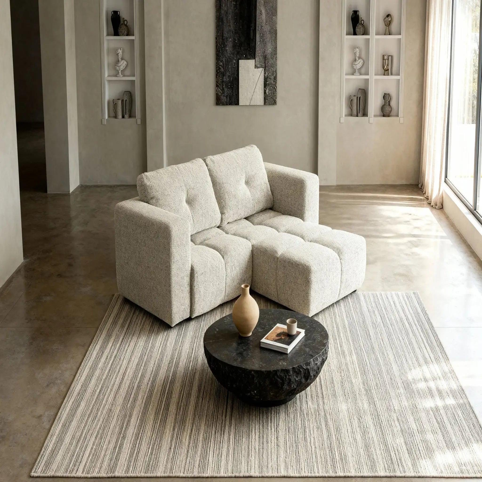 Voir la diapositive 6 : CASANOVA PARIS Romy mini - canapé d'angle convertible tissu chenille 2 places