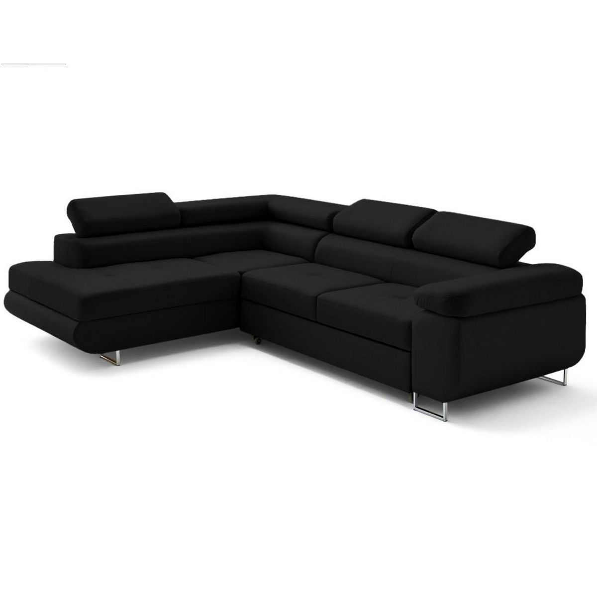 LISA DESIGN Zaria - canapé d'angle gauche 5 places convertible avec coffre et têtières en simili