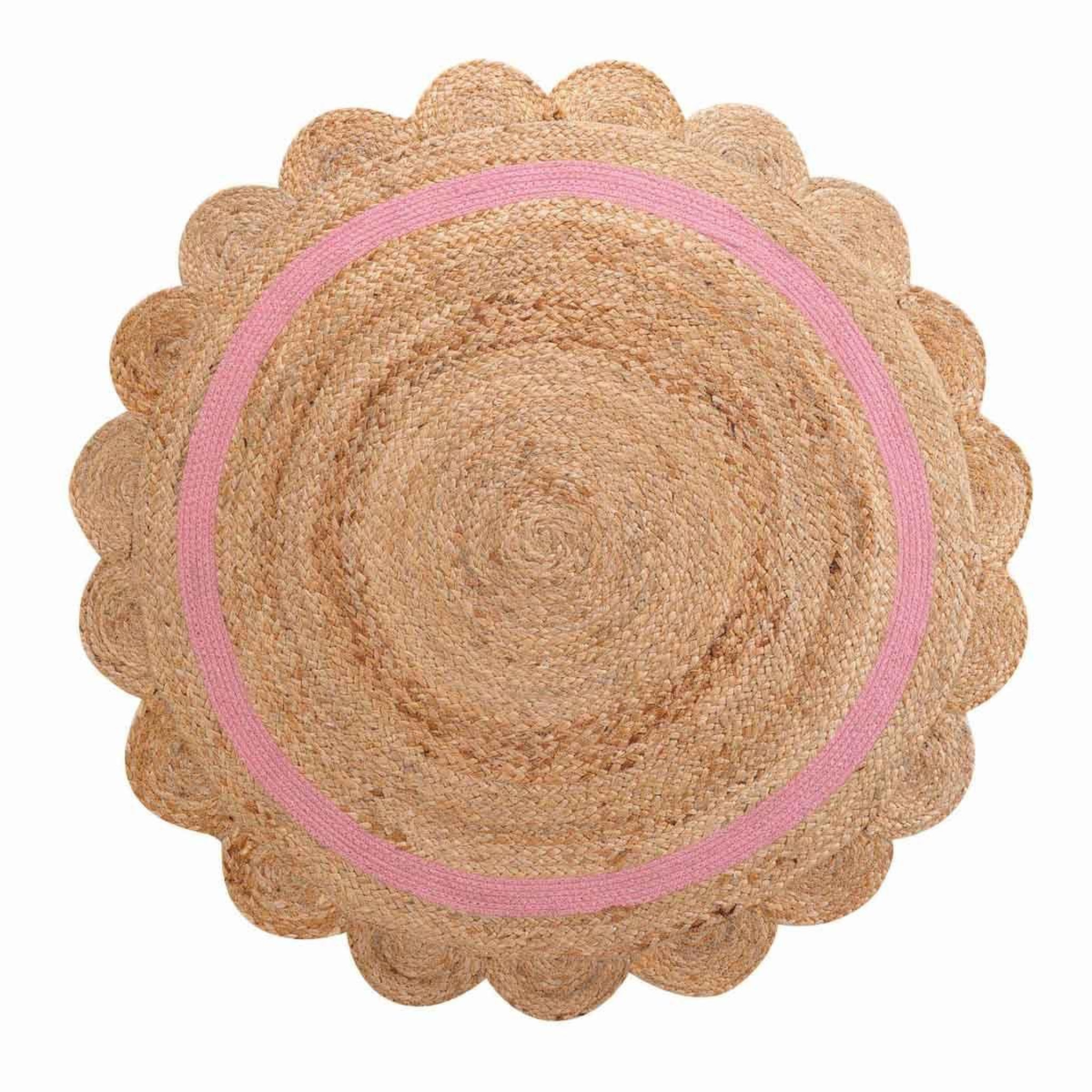 Douceur d'Intérieur Tapis déco enfant rond  rosaly  90cm beige