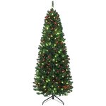 HOMCOM Sapin de Noël artificiel LED H.180 cm 899 branches télécommande 12 modes timer vert