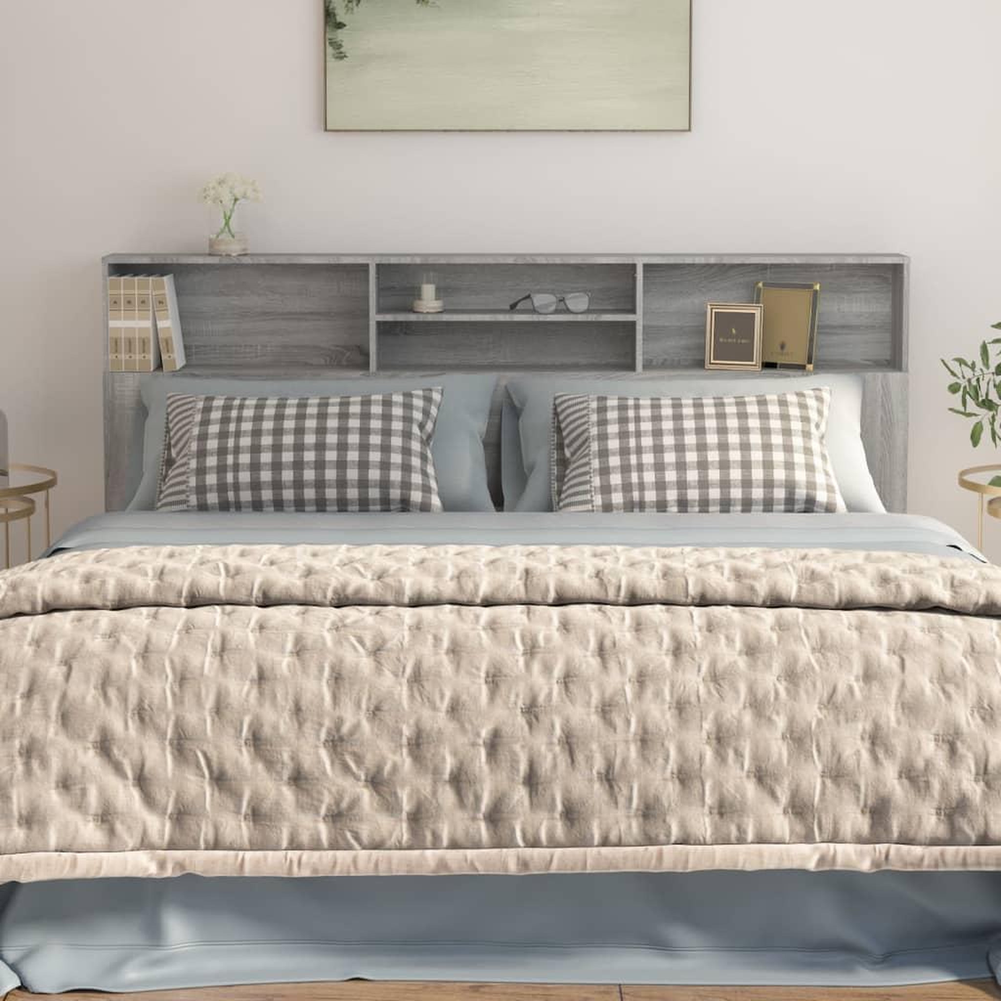 Voir la diapositive 5 : VIDAXL Armoire de tete de lit Sonoma gris 200x19x103,5 cm