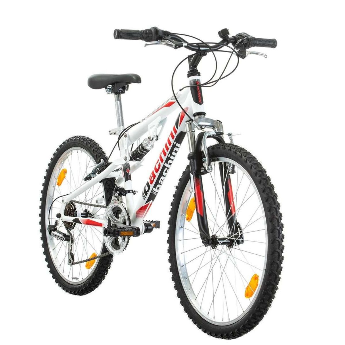 BACHINI Vélo VTT 24'' Tout Suspendu avec transmission complète Shimano pour enfant de taille comprie entre 1.35 et 1.60m + Garde-boues offerts !