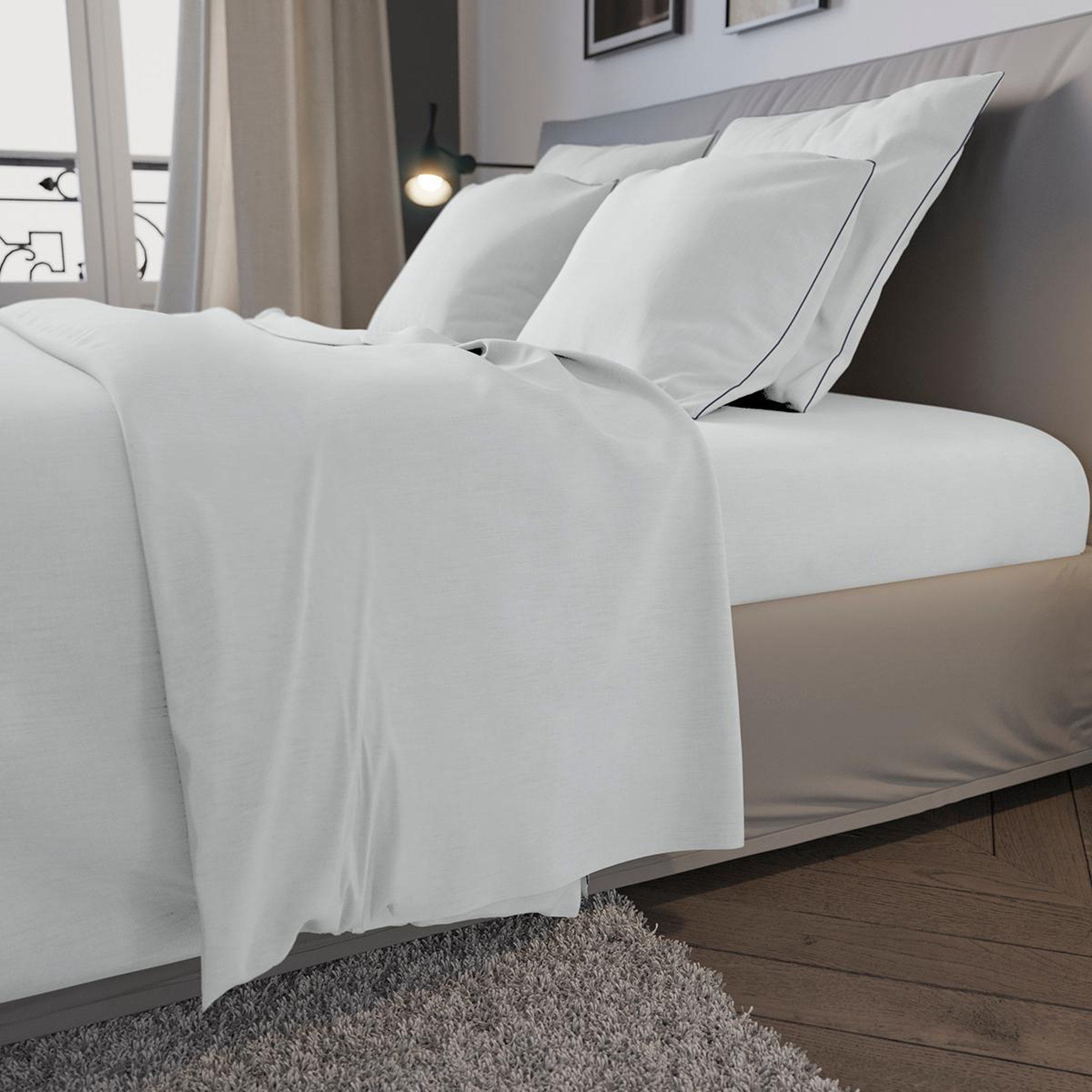 Voir la diapositive 3 : DODO Taie d'oreiller confort jersey coloris blanc