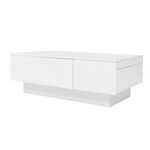 MERAX Table Basse Brillante Avec 2 Compartiments Cachés Et 2 Tiroirs Blanc
