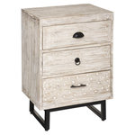 ATMOSPHERA Table de chevet 3 tiroirs Ajay - Beige et noir