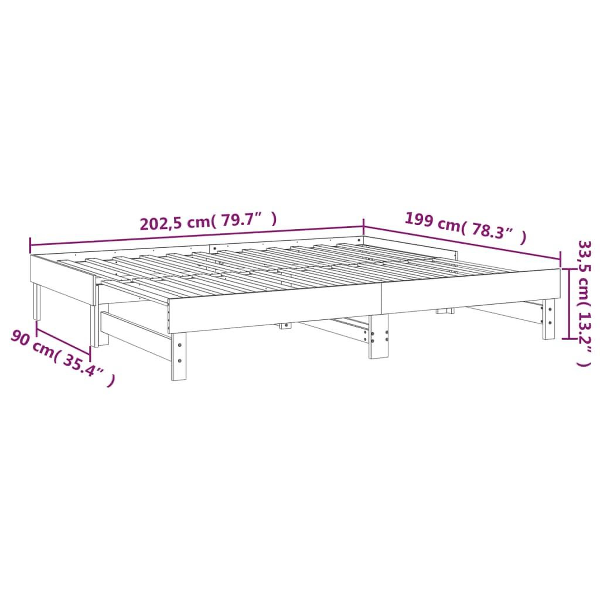 Voir la diapositive 6 : VIDAXL Lit coulissant sans matelas marron miel 2x(100x200) cm