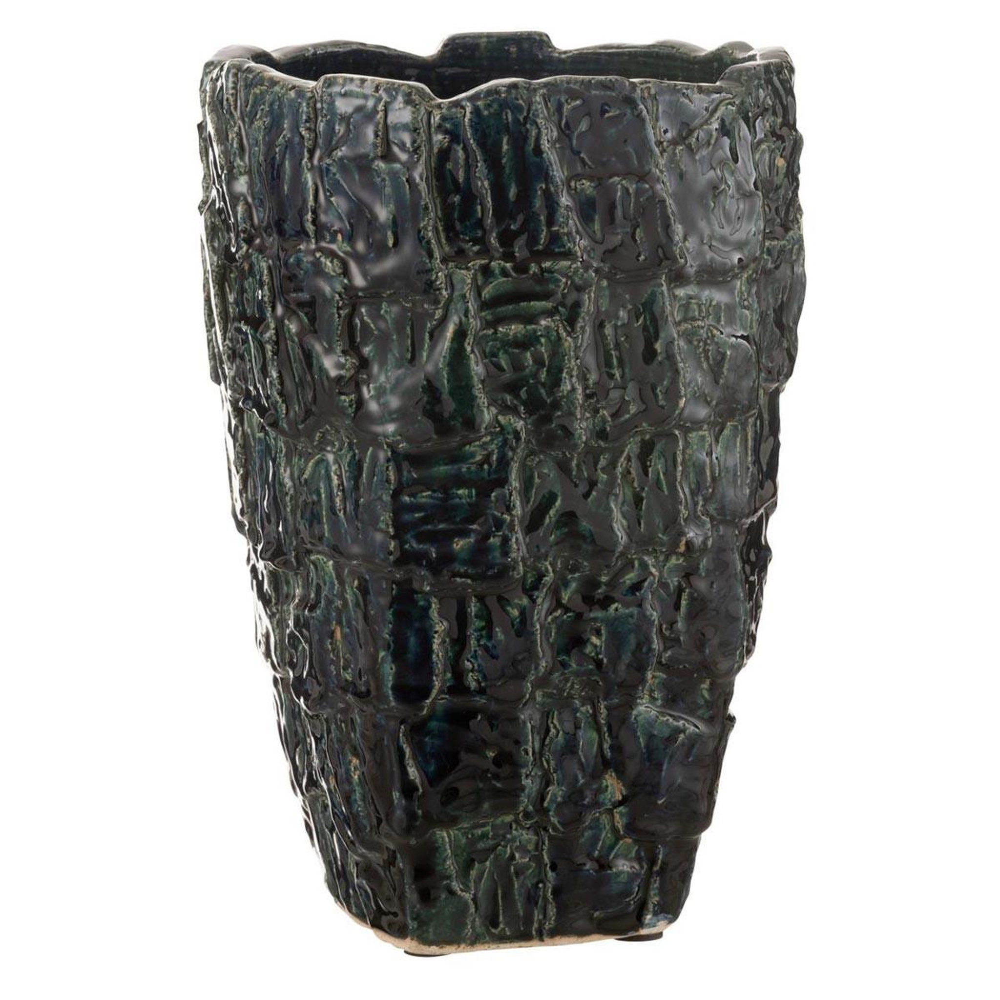 J-LINE Vase design en céramique  akane  36cm vert pétrole