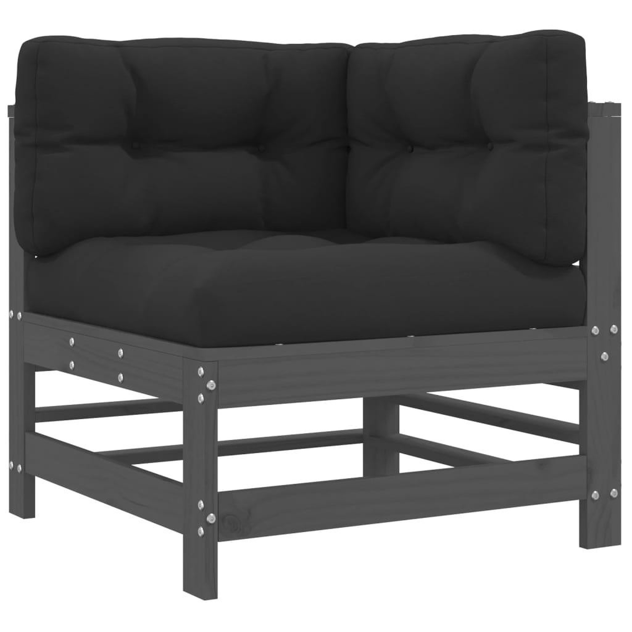 Voir la diapositive 4 : VIDAXL Salon de jardin 8 pcs avec coussins gris bois massif